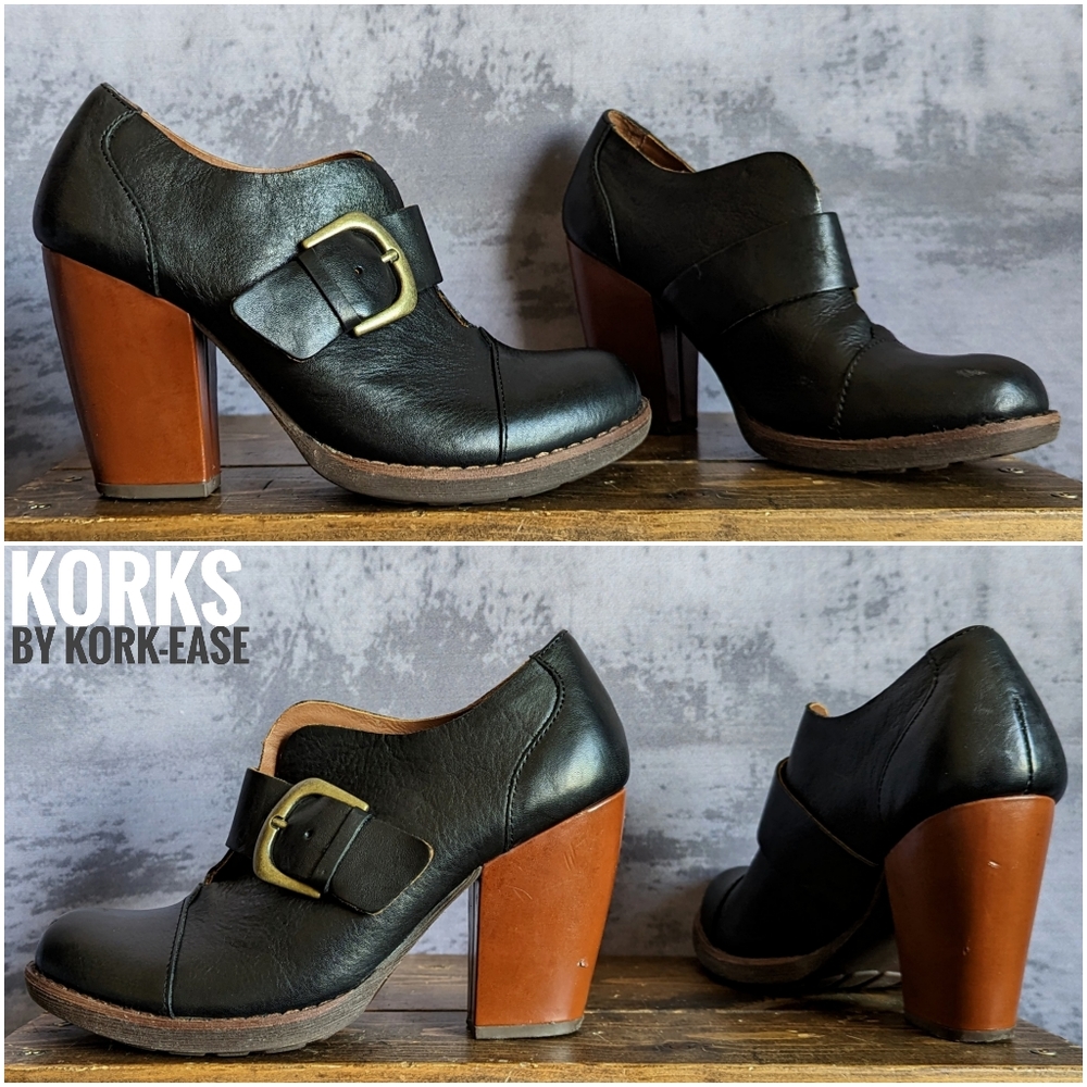 Korks by Kork-Ease Baroque heels, Y2K, Black, size 7 / 38